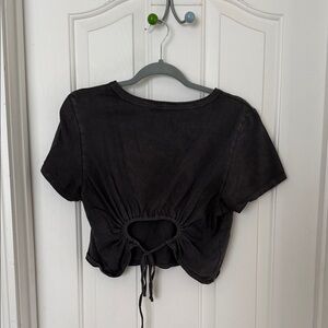 Black Ruched Crop Top by Aerie